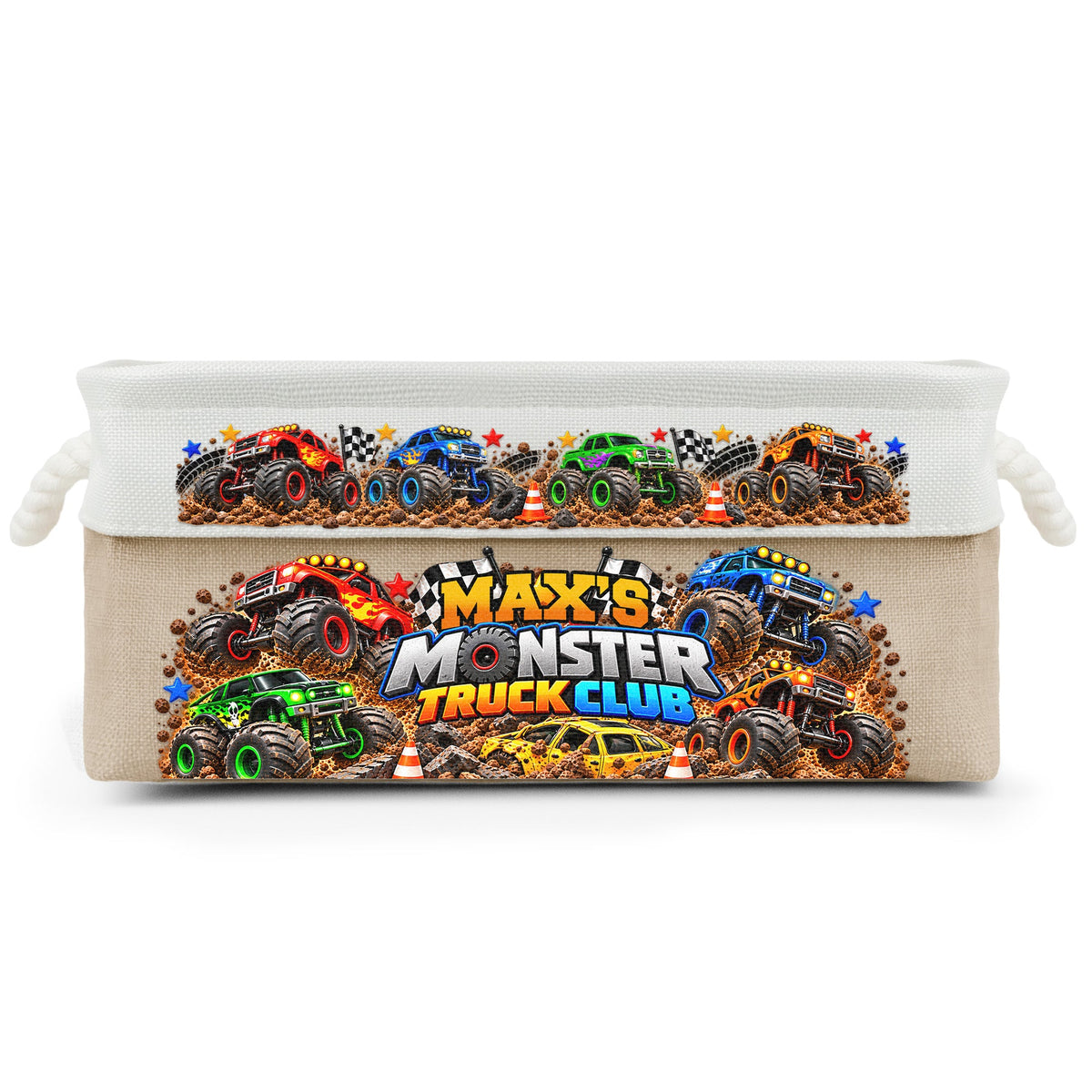 Custom Name Toddler Monster Truck Toy - Personalized Storage Basket