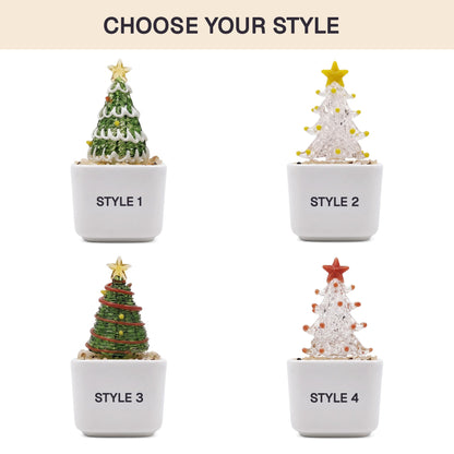 Custom Photo Moments With Family, Friends, Grandparents - Glass Christmas Tree - Personalized Plant Pot