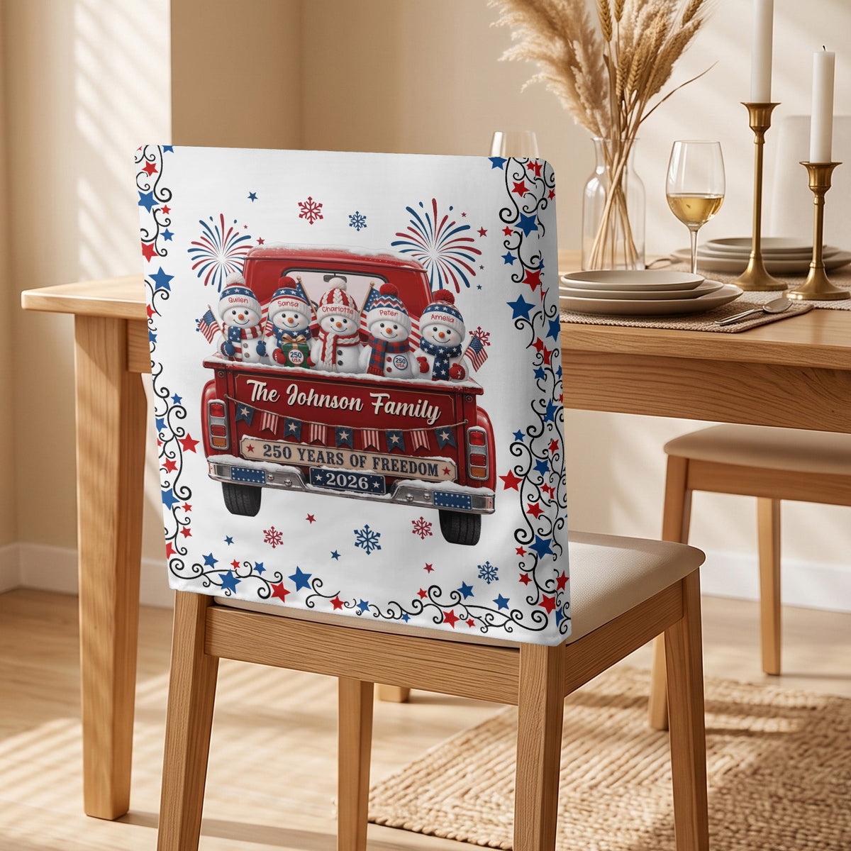 America 250Th Anniversary Christmas Gifts For Mom, Family - Personalized Chair Back Cover