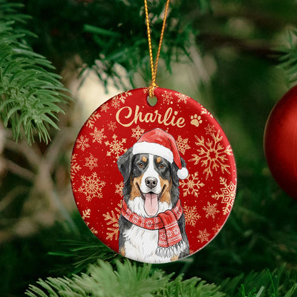 Custom Pet Portrait Watercolor Art Snowflake Christmas - Personalized Ornament