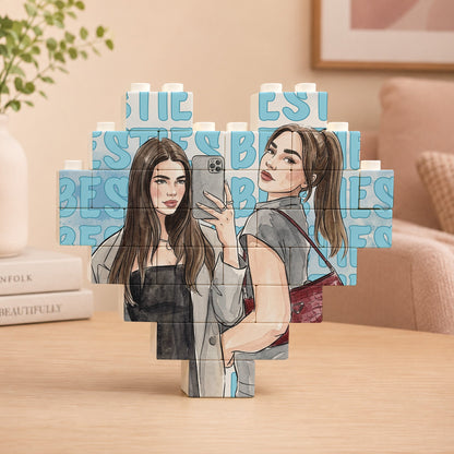 Turn Your Photo Into Watercolor Art - Best B*Tches Friendship Gifts - Personalized Building Blocks