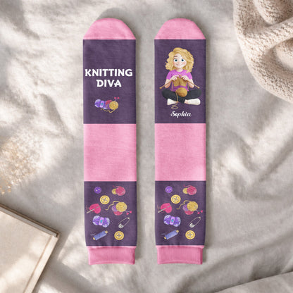 Knitting Funny Quote Gift For Knitting Lover - Personalized Socks