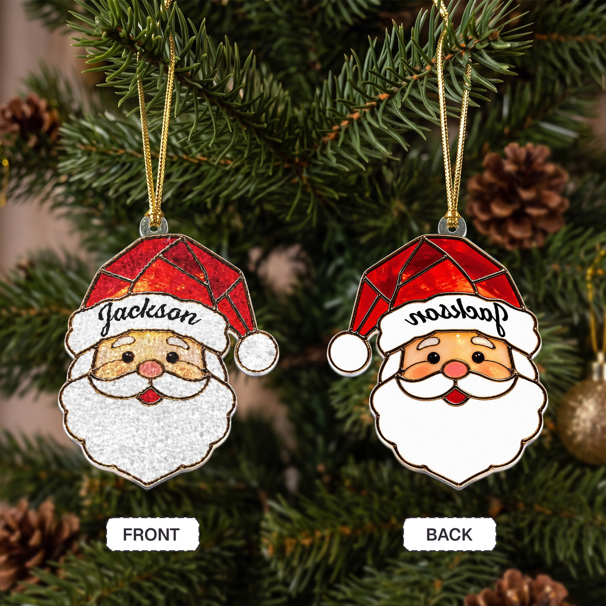 Custom Shaped Glass Custom Family Name - Personalized Ornament