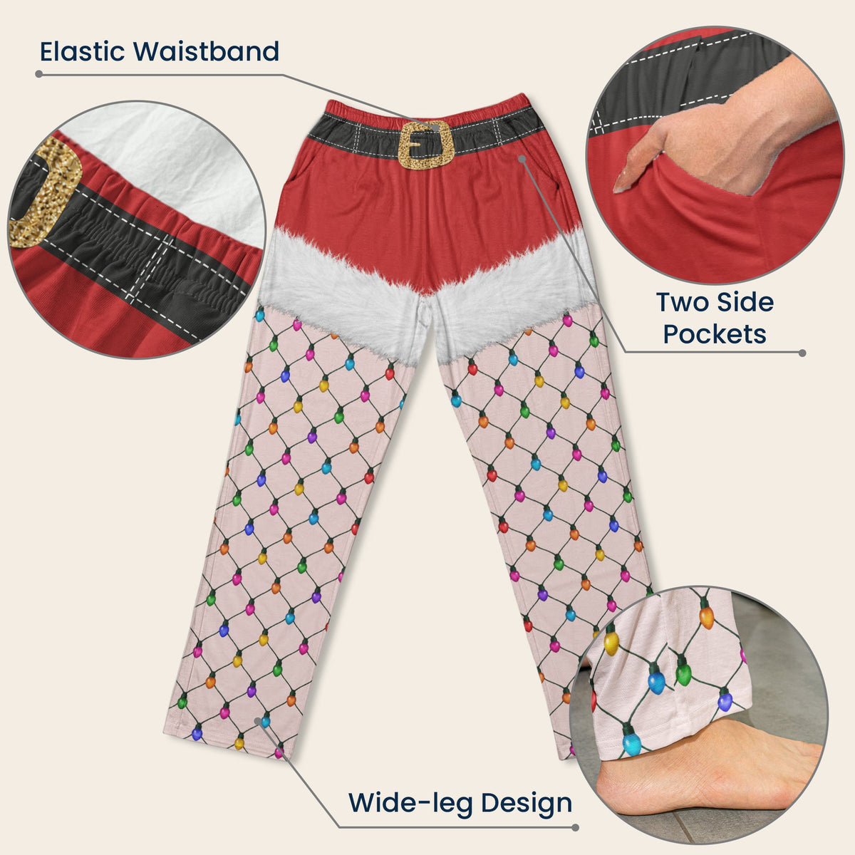 Funny Christmas Outfits, Fishnet Tights Xmas - Personalized Lounge Pants