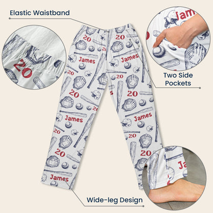 Custom Name & Number For Baseball Players New Version - Personalized Lounge Pants