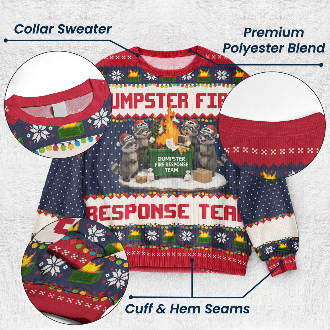 Dumpster On Fire Response Team - For Funny Ugly Sweater Party - Personalized Sweater