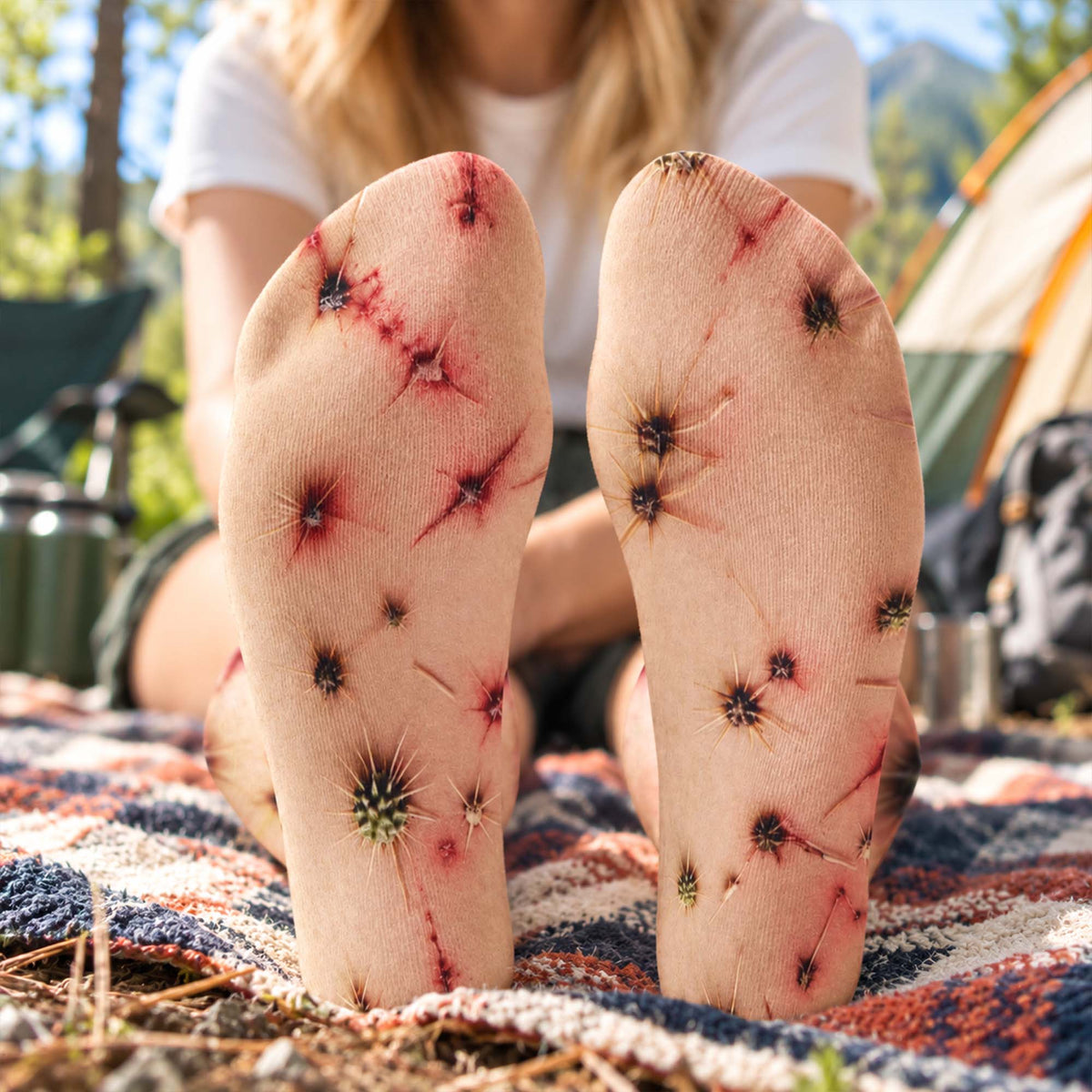 Funny Camping Socks – Realistic 3D Outdoor Adventure Novelty – Gag Gifts For Campers - Personalized Socks
