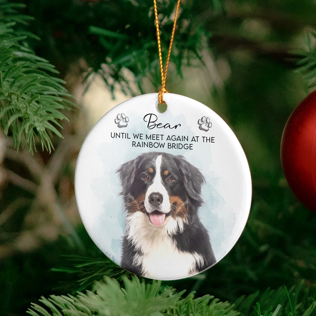 Custom Watercolor Pet Portrait Memorial Pet Loss Gift - Personalized Ornament