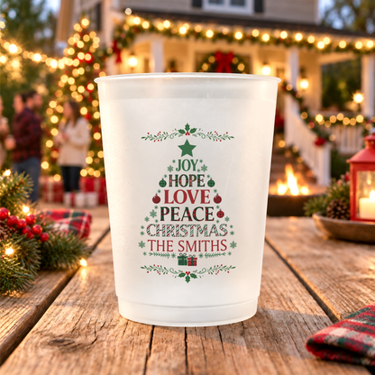 Joy, Hope, Love, Peace, Christmas - Personalized Cups
