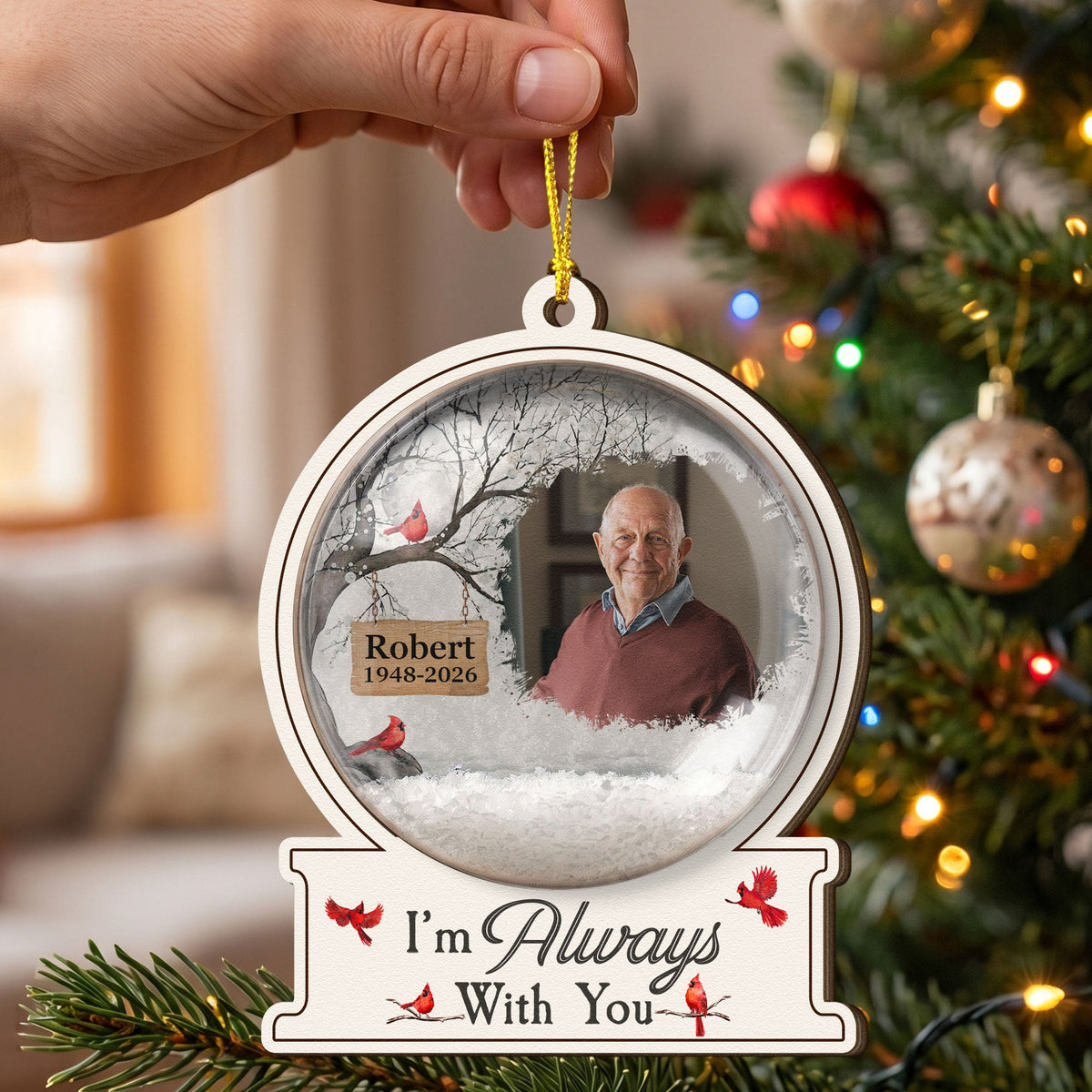 I'm Always With You Custom Photo Christmas Snow Globe - Personalized Ornament