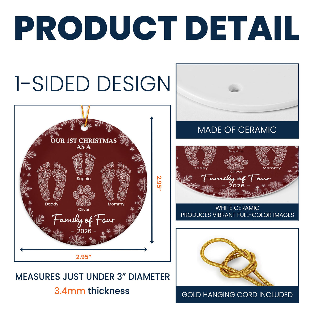 First Christmas As A Family Custom Footprints - Personalized Ornament