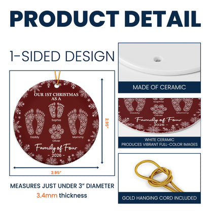 First Christmas As A Family Custom Footprints - Personalized Ornament