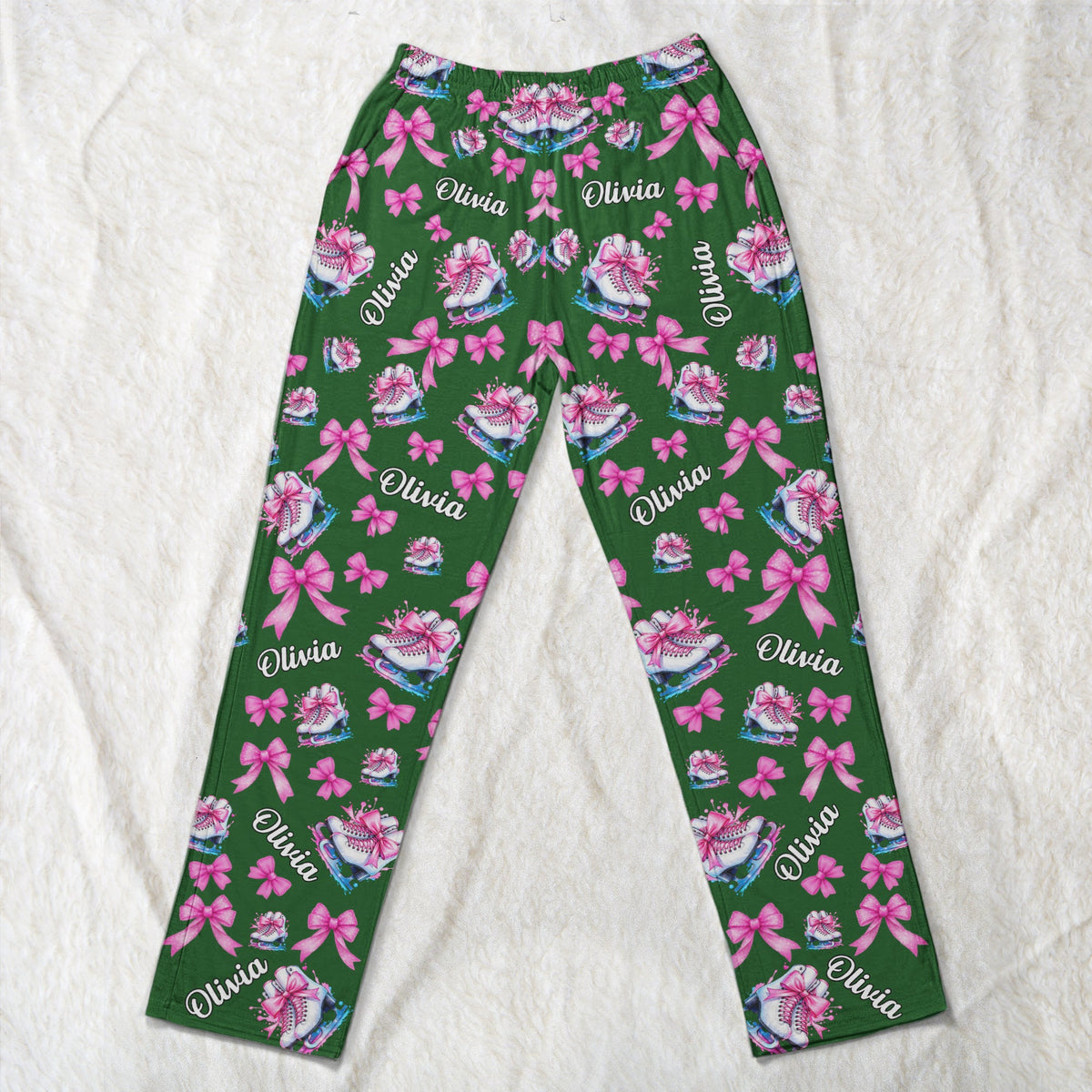 Coquette Bow Ice Skating Custom Name Gift Figure Skater, Ice Skater, Ice Skating Girl - Personalized Lounge Pants