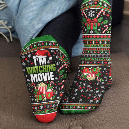 Do Not Disturb I'M Watching Movies, Funny Gift For Film Lovers - Personalized Socks