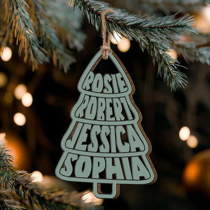 Family Names Christmas Tree Shape - Personalized Ornament