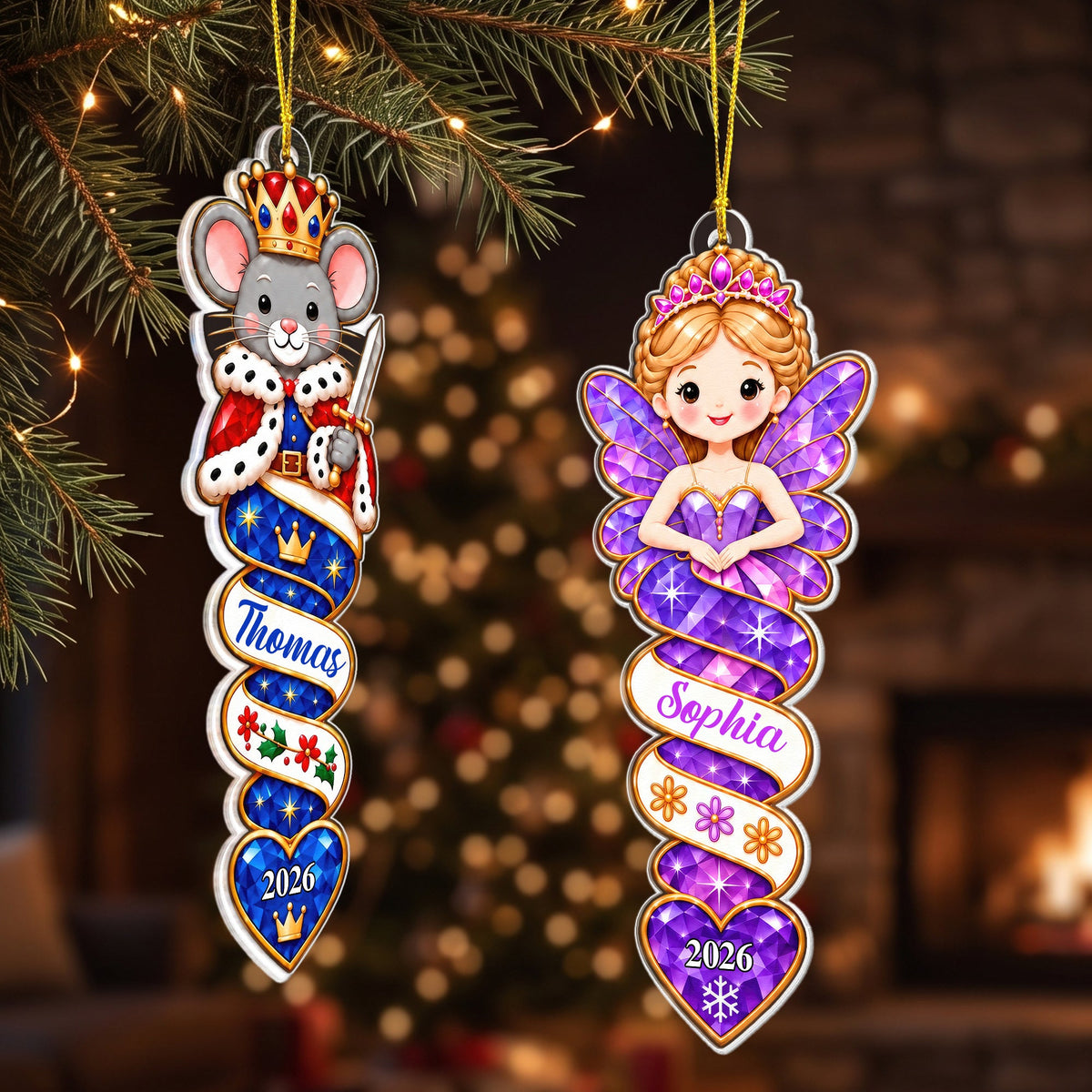 Family Nutcracker Christmas Spiral Ornament Gift For Kids - Personalized Ornament