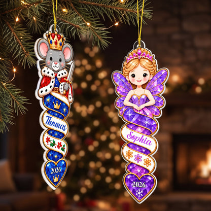 Family Nutcracker Christmas Spiral Ornament Gift For Kids - Personalized Ornament