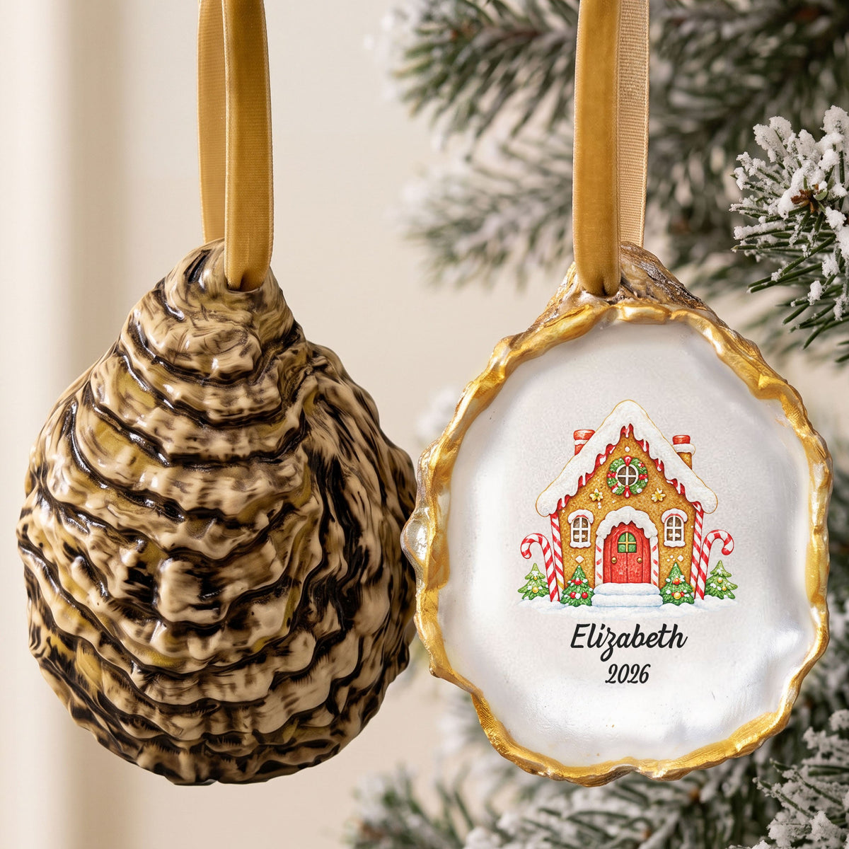 Christmas Family Oyster Shaped Ornament Gifts For Family Members - Personalized Ornament
