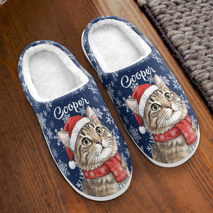 Christmas Custom Pet Portrait Watercolor Art Cozy Holiday Gift - Personalized Slippers