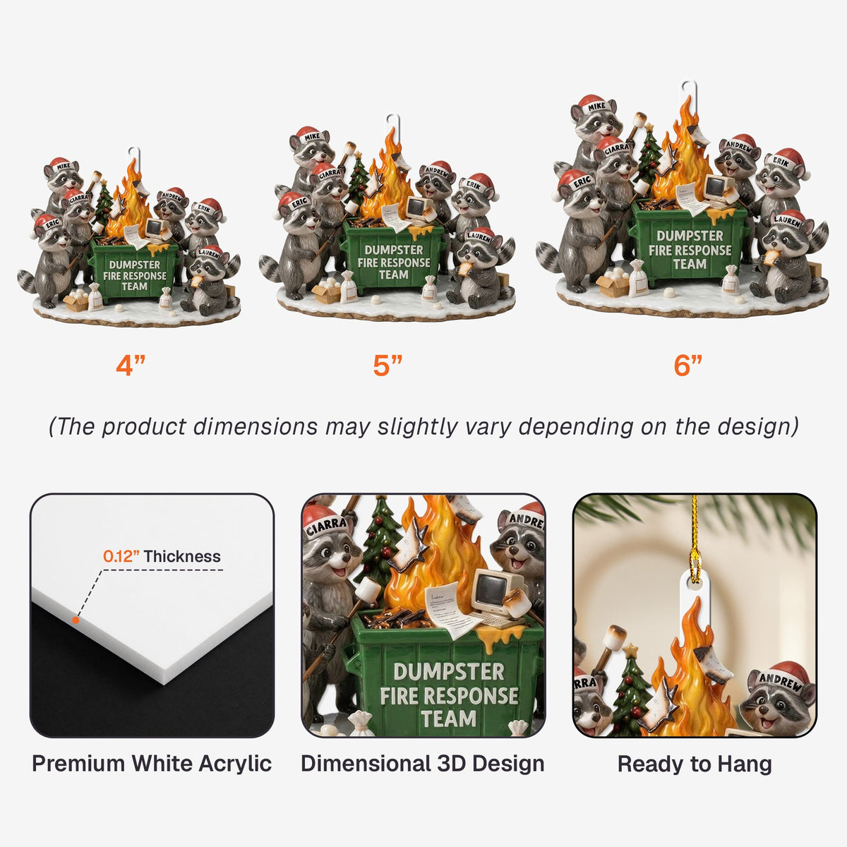 Dumpster Fire Response Team, Bulk Funny Gifts For Coworker Team - 3D Relief Ornament - Personalized Ornament
