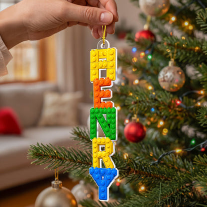 Custom Name In Lego Puzzle - For Kids, Lego Lovers - Personalized Ornament