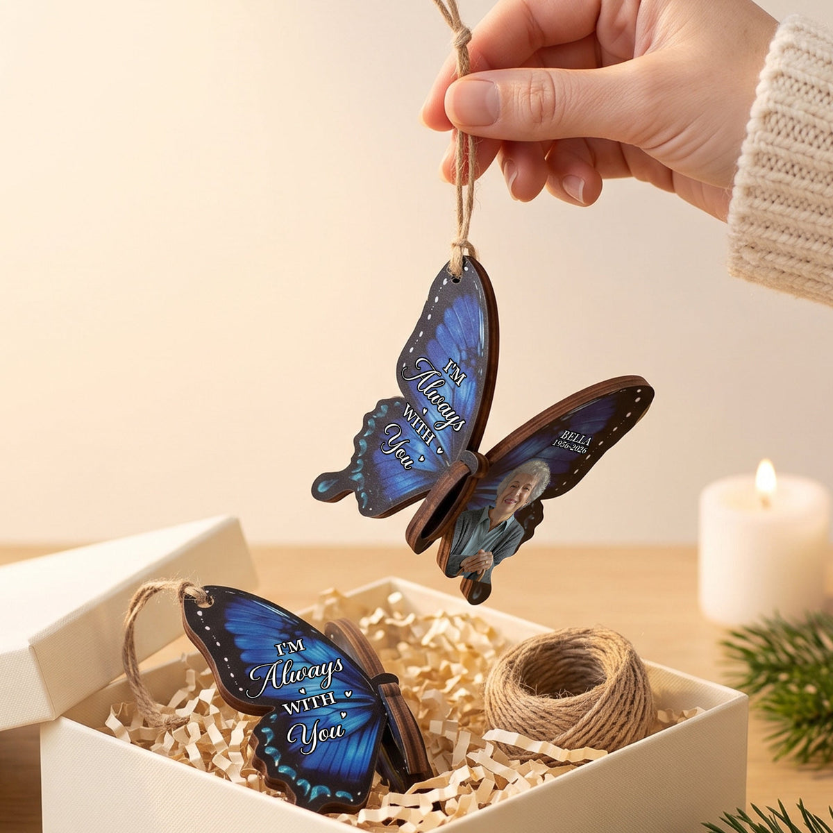 Always With You Memorial Custom Photo Caridnal Bird Humming Bird Butterfly - Personalized Ornament