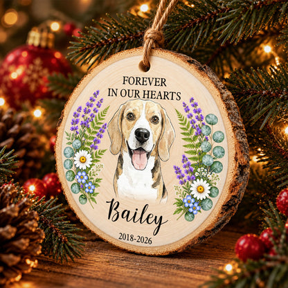 Forever In Our Hearts Memorial Custom Photo Watercolor Pet Loss Gifts - Personalized Ornament