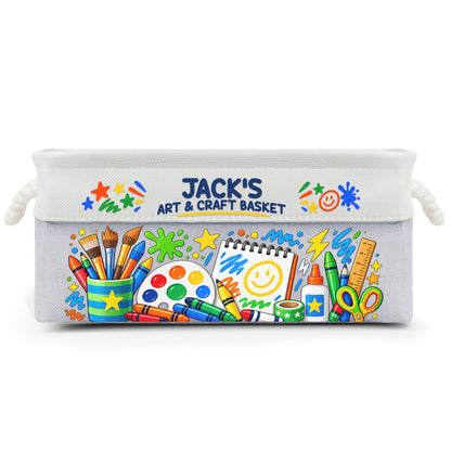 Art Supply Basket For Painting Lover Kids, Grandkids - Boy Version - Personalized Storage Basket