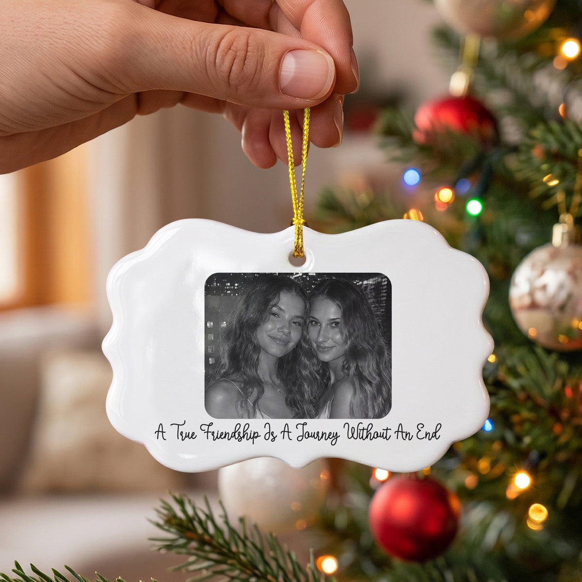 Turn Photo Into Art - Friendship Best Bitches Thank You Gifts - Personalized Ornament