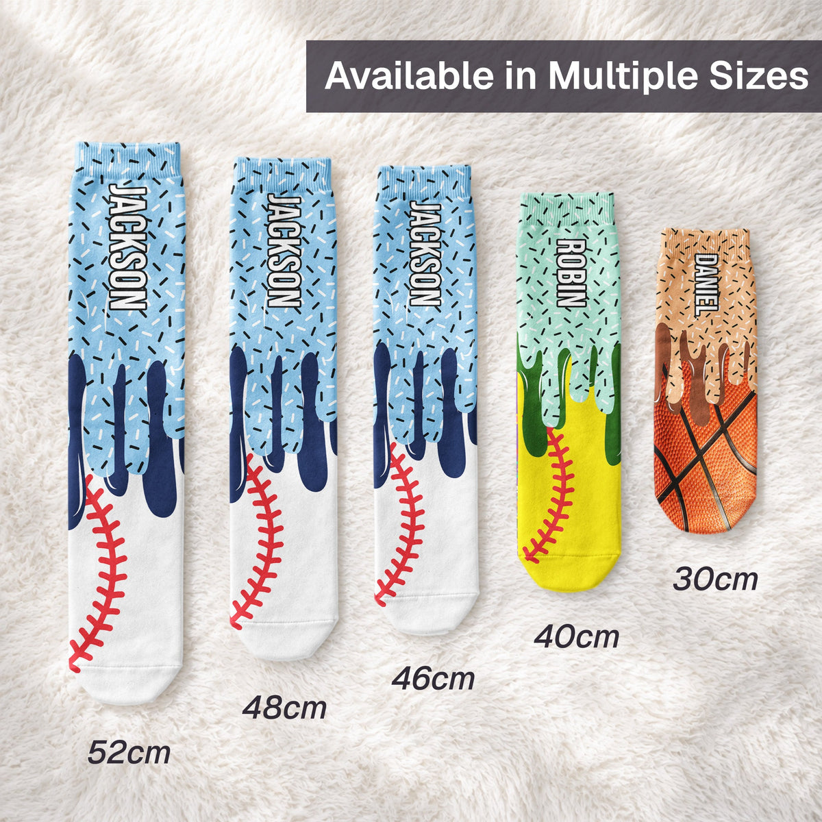 Icecream Drip Design For Baseball, Softball, Soccer, Football, Basketball, Hockey Lover - Personalized Socks