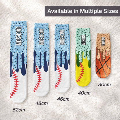Icecream Drip Design For Baseball, Softball, Soccer, Football, Basketball, Hockey Lover - Personalized Socks
