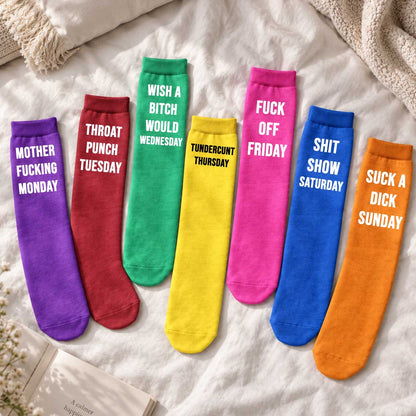 Offensive Days Of The Week - Funny Gag Gifts For Coworker, Boss, Friends - Personalized Socks
