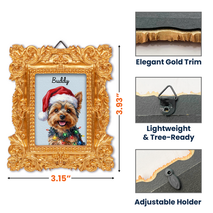 Custom Vintage Frame Pet Portrait Oil Painting Christmas Pet - Personalized Ornament