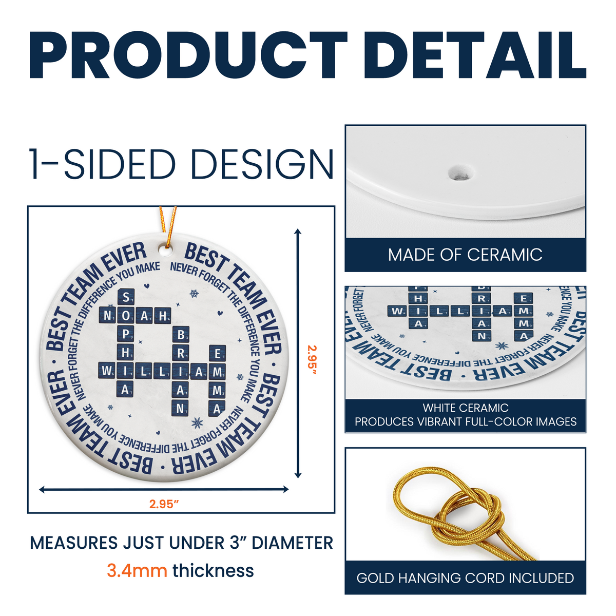 New Version Best Team Ever Never Forget the Difference You Make - Personalized Ornament