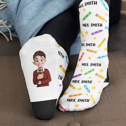 Teacher Off Duty Funny Gift - Personalized Socks