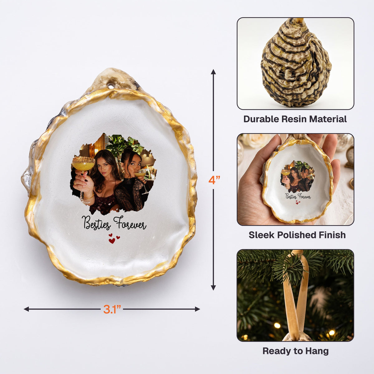 Friendship Thank You Gifts - Upload Photo Oyster - Personalized Ornament