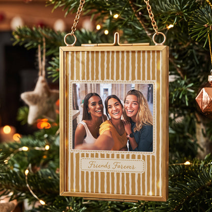 Best Friend Photo Gifts For Bestie, Sister - Vintage Stripe With Frame - Personalized Ornament