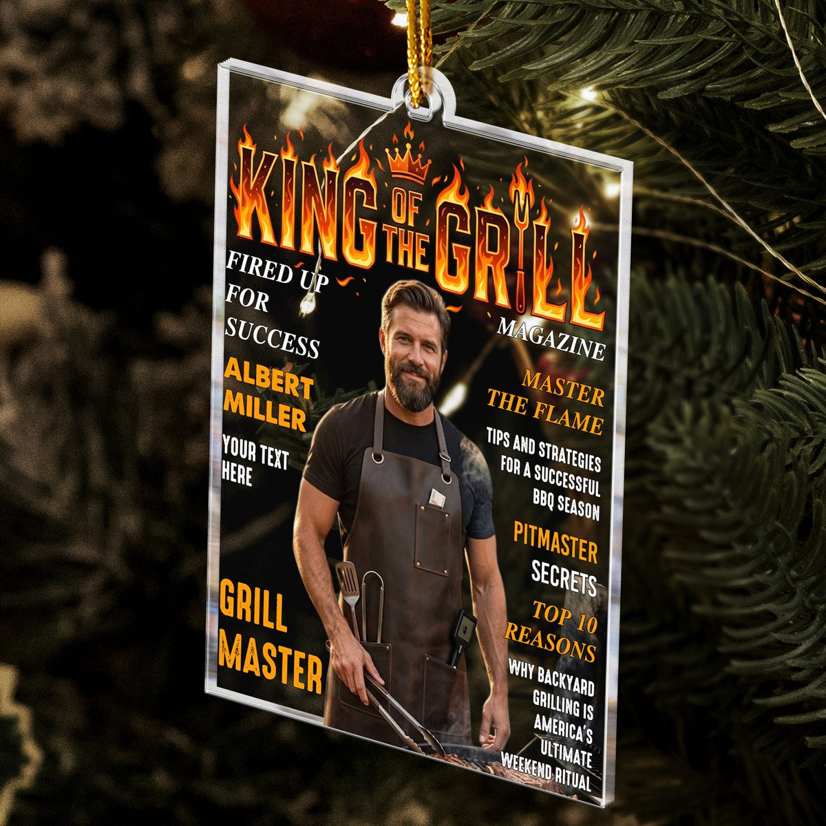 King Of The Grill Magazine Gift For Grill Master - Personalized Ornament