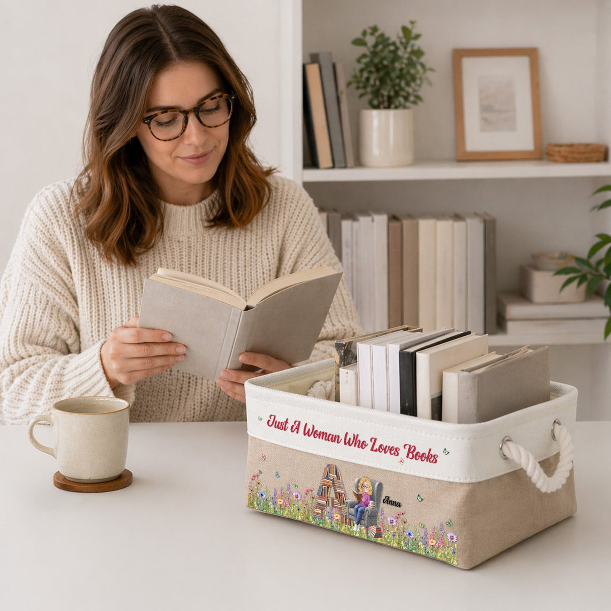 Just A Girl Who Loves Books Gift For Book Lover, Bookworm - Personalized Storage Basket