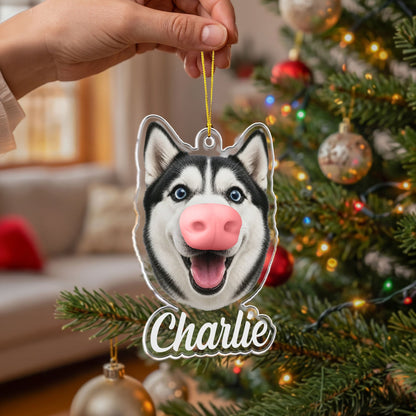Custom Funny Dog Photo Squishy Nose - Personalized Ornament