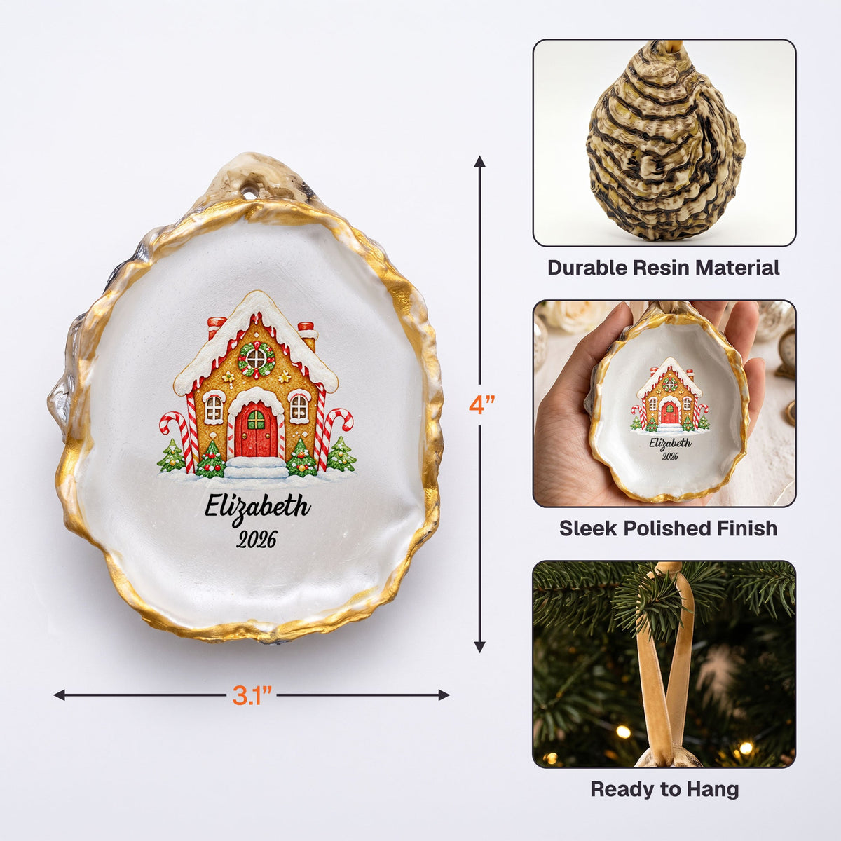 Christmas Family Oyster Shaped Ornament Gifts For Family Members - Personalized Ornament