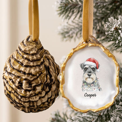 Custom Pet Photo Watercolor Oyster Christmas Ornament - Personalized Ornament