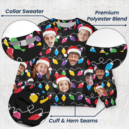 Custom Face Christmas Family Silly Xmas Leds - Personalized Photo Ugly Sweater