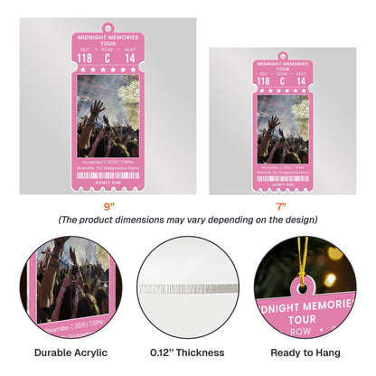 Custom Concert Ticket With Photo Music Event For Fans, Music Lovers - Personalized Ornament