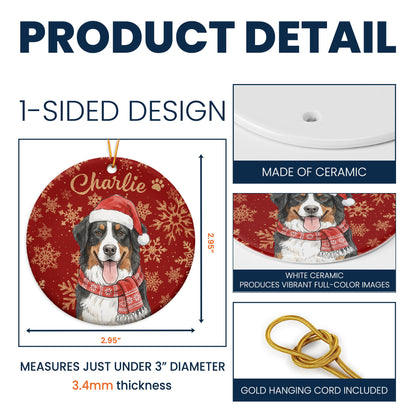 Custom Pet Portrait Watercolor Art Snowflake Christmas - Personalized Ornament