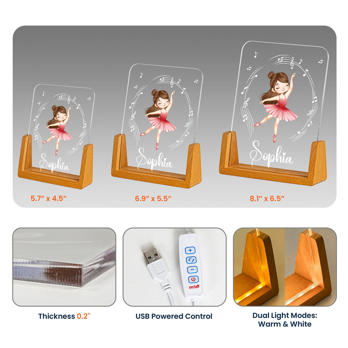 Ballet Girl Custom Name & Character Gift For Ballerina, Ballet Lovers - Personalized Night Light
