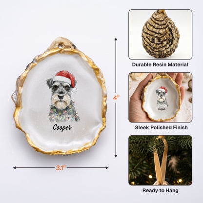 Custom Pet Photo Watercolor Oyster Christmas Ornament - Personalized Ornament