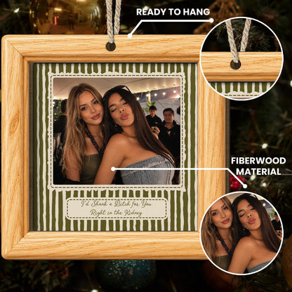Best Friend Custom Photo - Christmas Gifts For Bestie, Sister - Vintage Stripe - Personalized Ornament