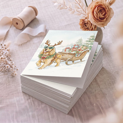 Custom Photo Pet Christmas Card Watercolor - Personalized Card