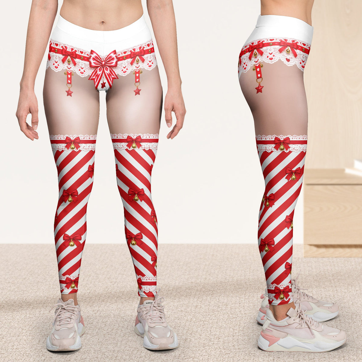 Funny Santa Nice List Pants, Holiday Gag Gift, Cute Xmas Characters - Personalized Leggings